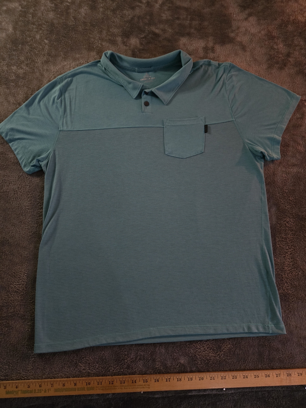 Prana Men's Teal Short-Sleeve Polo with Chest Pocket